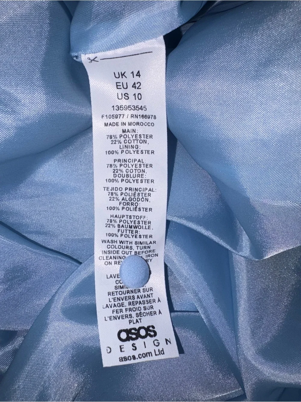 ASOS Design Light Blue Puff Sleeve Smock Dress Size US 10 - Picture 5 of 9